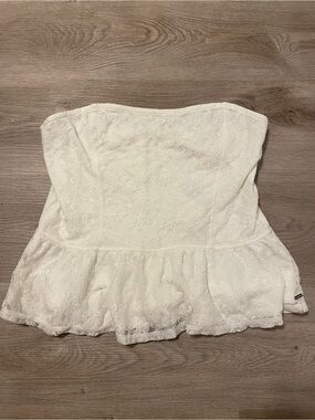 Garage white strapless peplum top NWT L